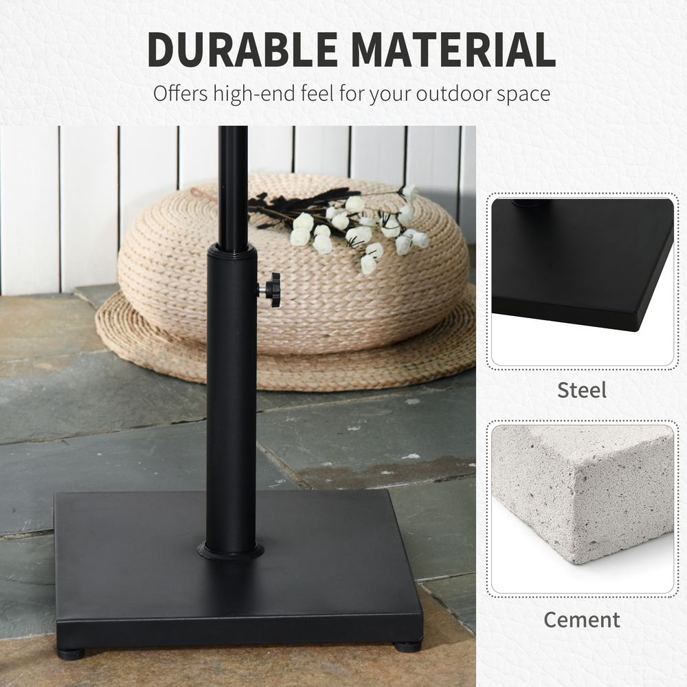 Premium Heavy Duty Black Square Parasol Base - Weatherproof, Easy Assembly, Fits Multiple Pole Sizes