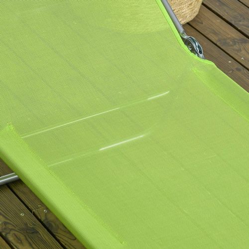 Outsunny 2 Piece Folding Sun Loungers with Adjustable Backrest, Pillow, Green