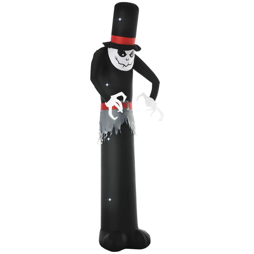 Outsunny Giant 10ft Halloween Inflatables Tall Ghost with Hat, Build-in LEDs Blow Up Scary Outdoor Decorations, for Party Yard Garden Lawn Decoration