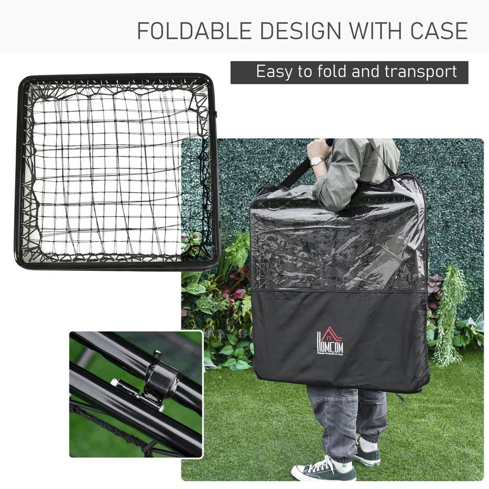 HOMCOM Adjustable Angle Rebounder Training Set with All Weather Double Layer Net
