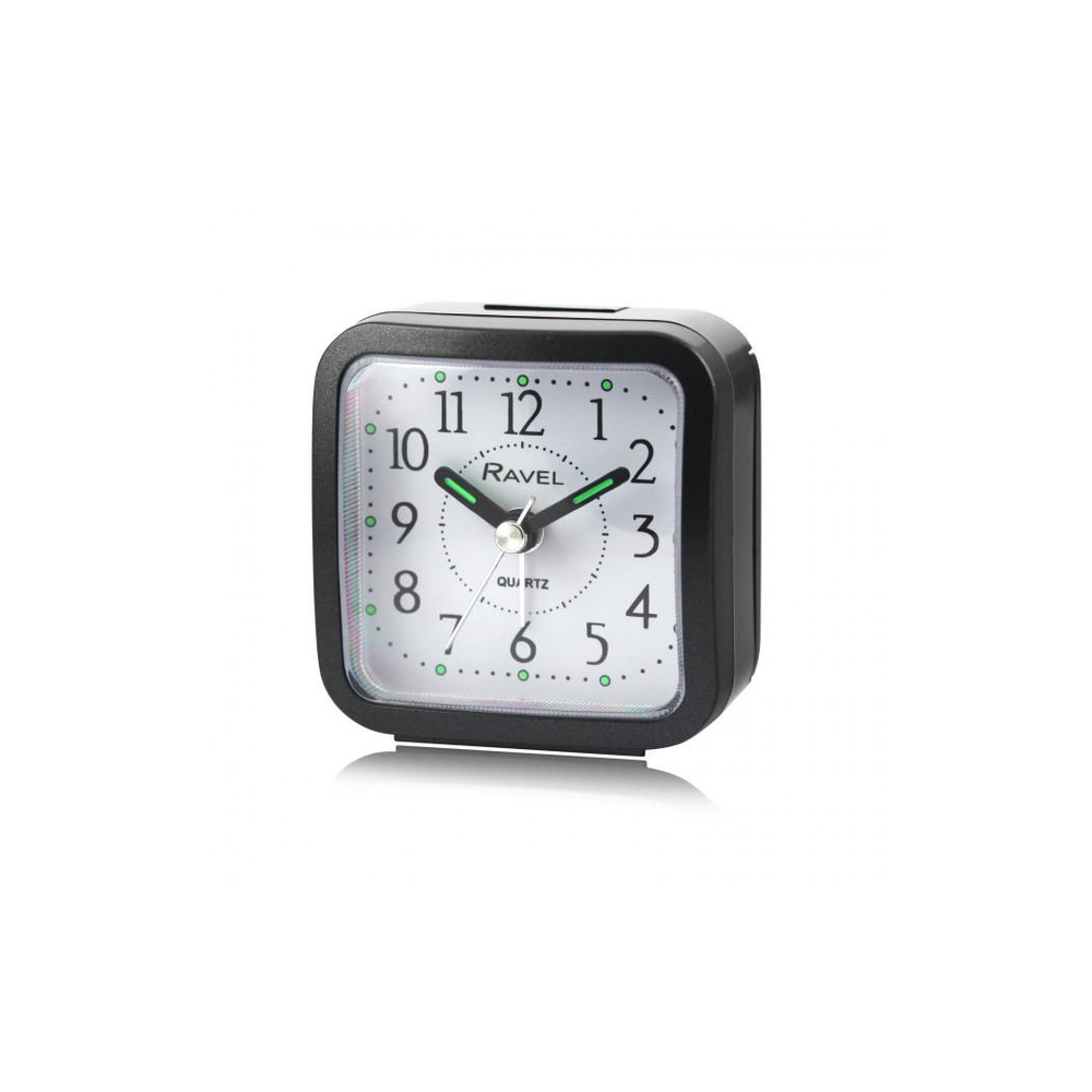 Ravel Rectangular Mini Bedside Quartz Alarm Clock - Black RC043.3