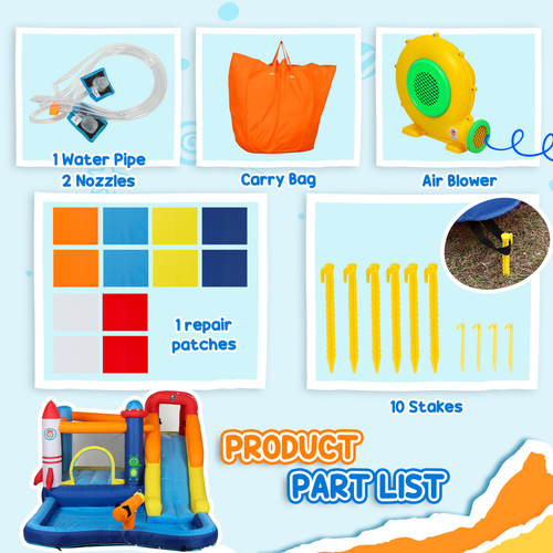 AIYAPLAY 5 in 1 Bouncy Castle for Children with 550W Blower, Water Slide