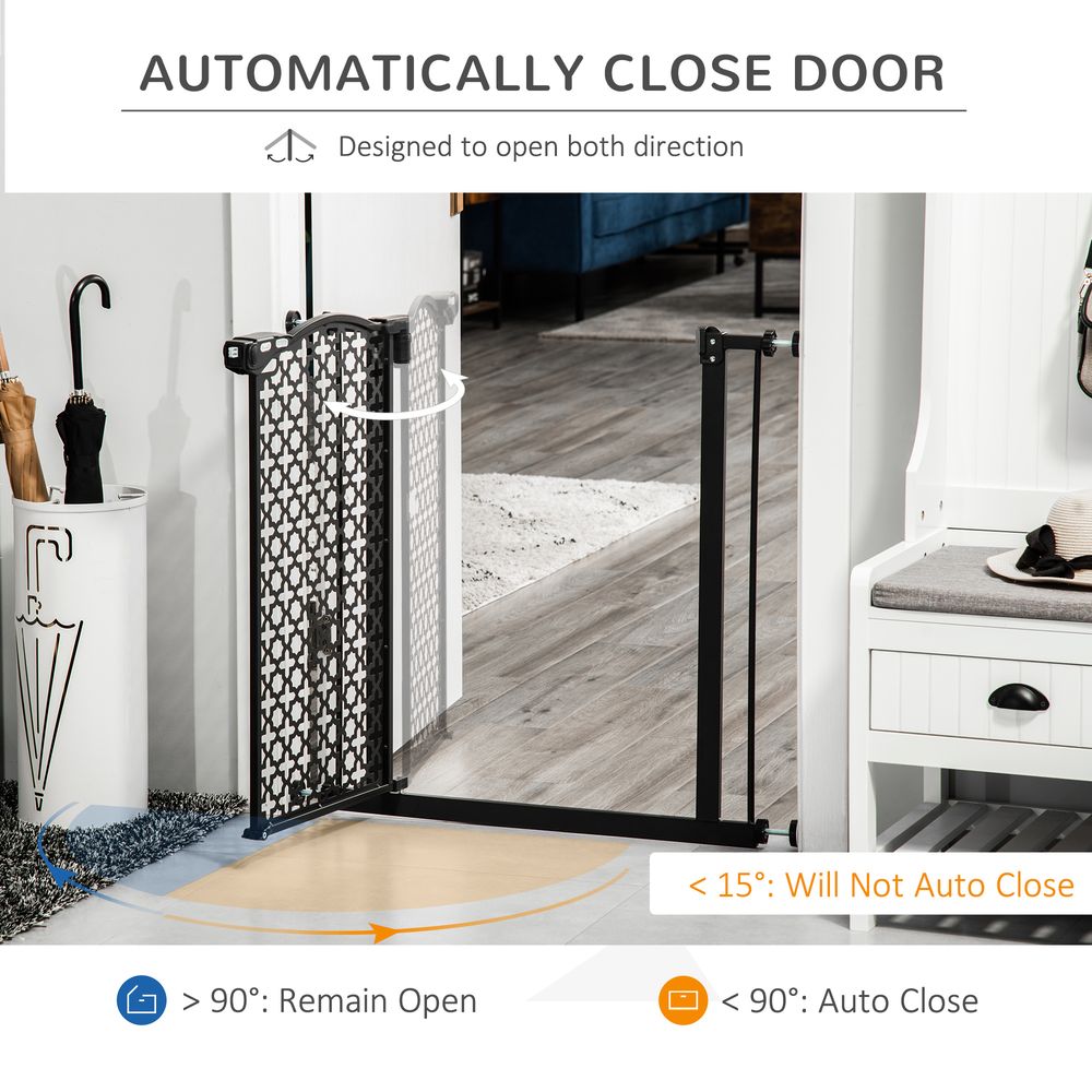 PawHut 74-80 cm Pressure Fit Safety Gate for Doorways and Staircases, Dog Gate, Pet Barrier for Hallways with Auto Close, Double Locking