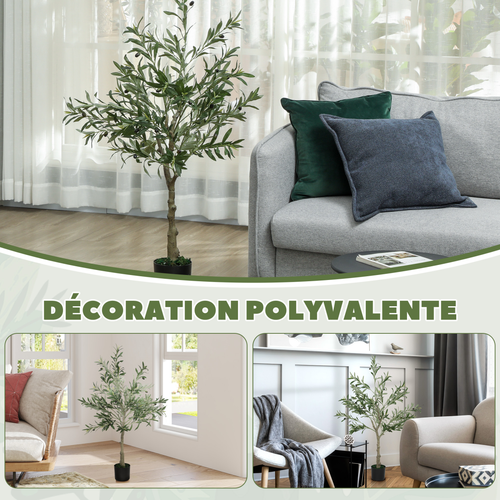 HOMCOM Indoor Artificial Plant, Faux Potted Silk Olive Tree