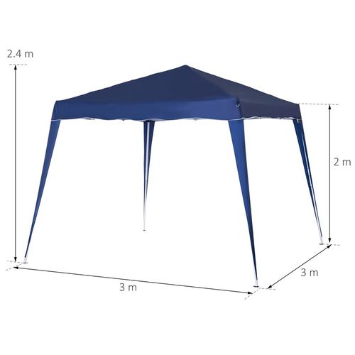 Outsunny Garden Pop up Gazebo Tent Party Water-resistant 2.5 x 2.5M Blue
