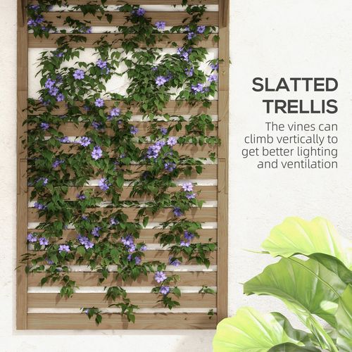 Outsunny Wall Mounted Plant Stands Set of 2 with Shelves and Slatted Trellis