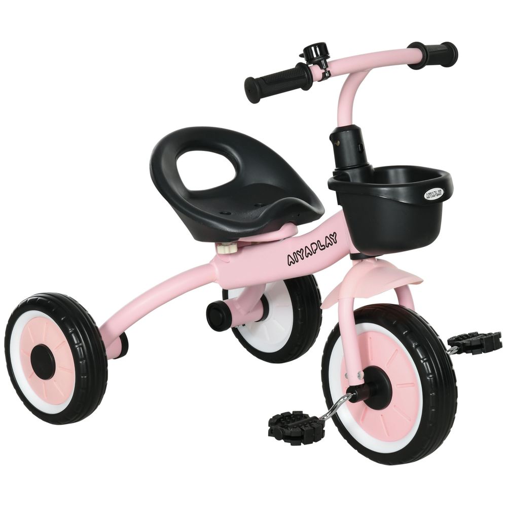 Premium Kids Trike - Adjustable Seat, Basket, Bell - Ages 2-5 - Pink
