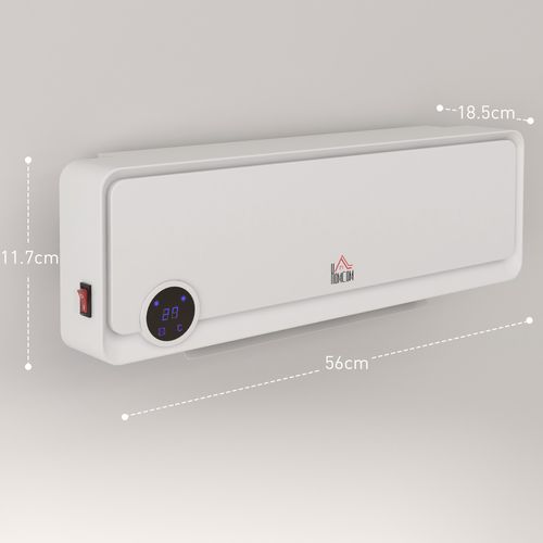 HOMCOM 1000W/2000W Wall Downflow Heater 10-49°C Temperature w/ Timer Remote