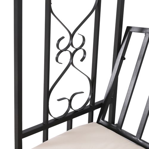 Outsunny Metal Bench W/Arch, 114L cm-Grey