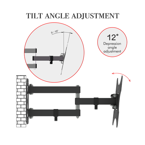 LEADZM 26-50" Adjustable Wall Mount Bracket Rotatable TV Stand TMX200 with Spirit Level