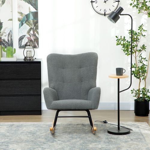 HOMCOM Rocking Chair, Modern Armchair with Backrest for Bedroom, Grey