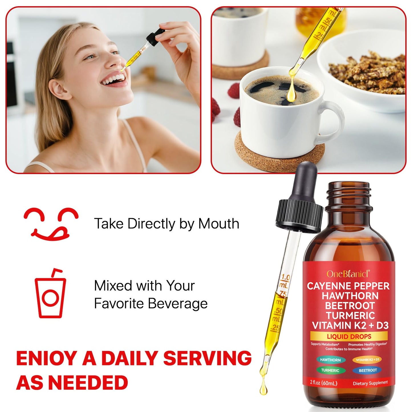 2 Pack Cayenne Pepper Drops – Organic Cayenne, Hawthorn, Beet Root, Turmeric, K2 & D3 | Vegan
