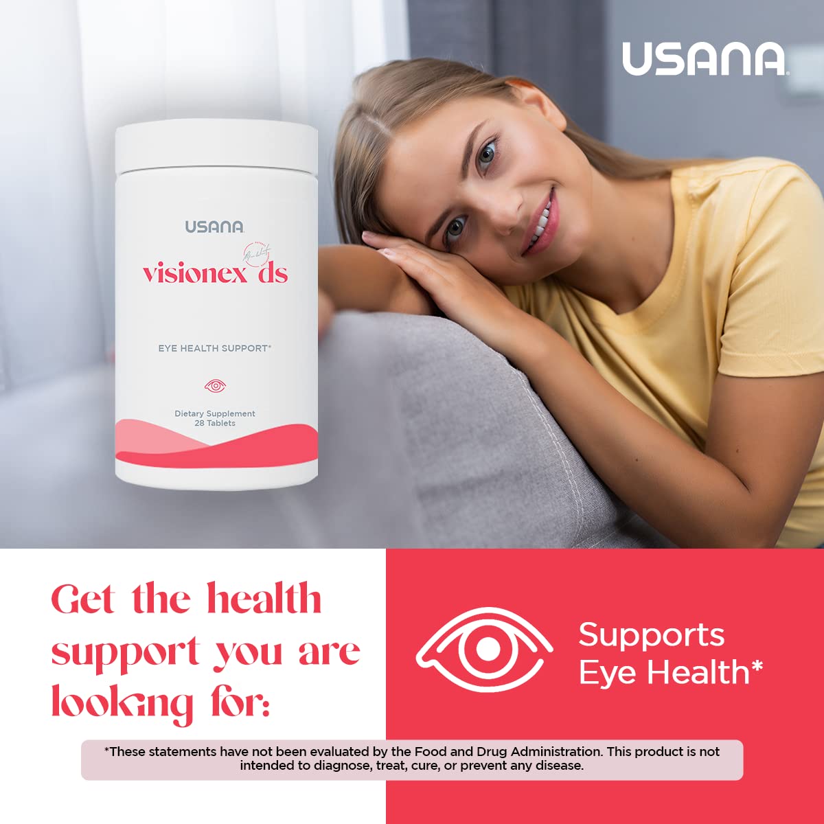 USANA Visionex DS with Lutein Zeaxanthin – Advanced Eye Health & Vision Support, 28 Tablets (28-Day Supply)