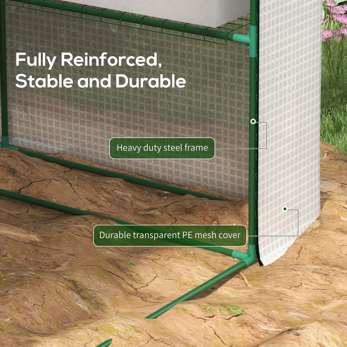Outsunny Walk-in Garden Greenhouse Shelves Polytunnel Steeple Grow House