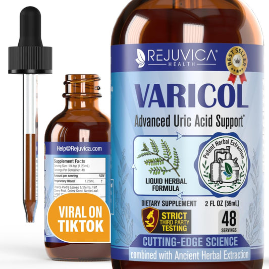 Varicol Uric Acid Support Liquid Drops – Tart Cherry, Ginger & Chanca Piedra – Vegan, Sugar-Free (2 oz)