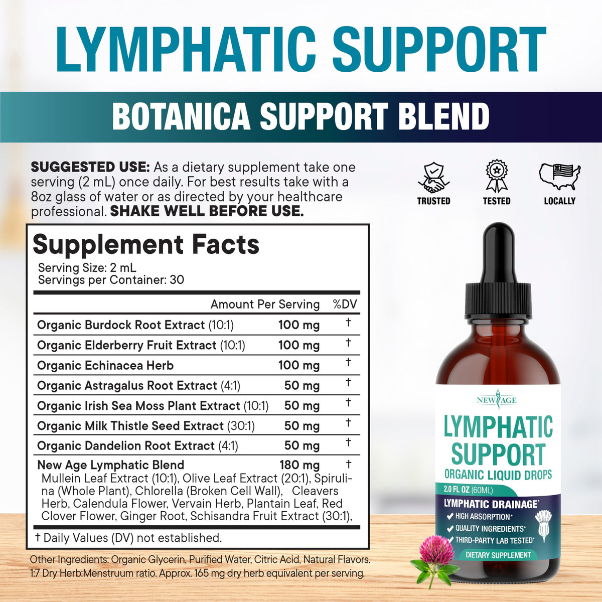 Organic Lymphatic Drainage Drops - 2 oz | All-in-1 Herbal Lymph Support