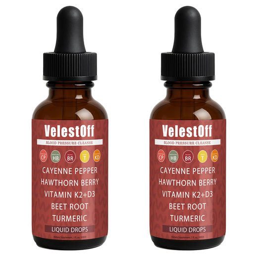Velestoff Cayenne Pepper Drops - Liquid Supplement with Hawthorn, Beet Root, Turmeric, K2 D3