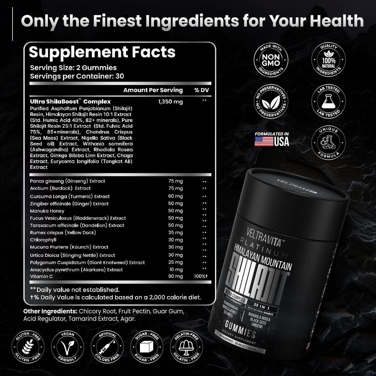 VeltraVita 28000 mg 23-in-1 Shilajit Gummies for Men – Lab-Tested, Sugar-Free