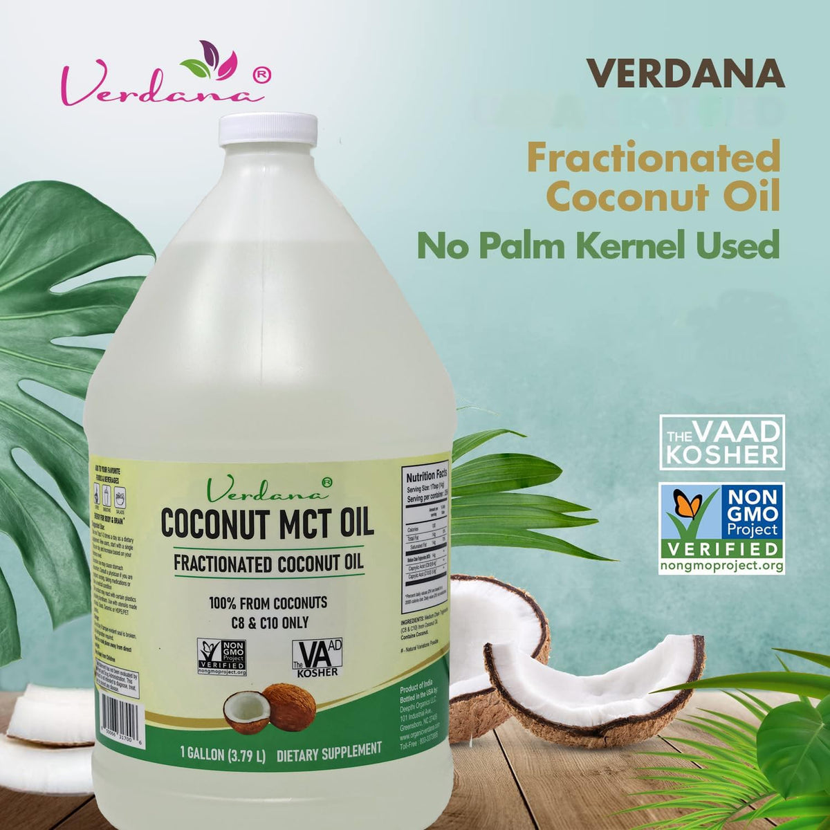 Verdana Coconut MCT Oil 1 Gallon – 100% Coconut, Keto Coffee & More