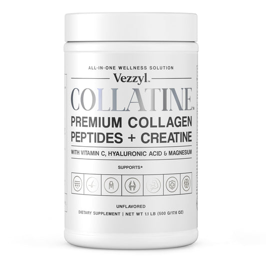 Vezzyl Collatine: Premium Collagen Peptides + Creatine with Vitamin C, Hyaluronic Acid & Magnesium