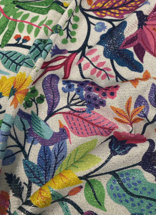 Vibrant Metallic Floral Lurex Fabric by the Metre