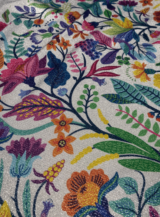 Vibrant Metallic Floral Lurex Fabric by the Metre