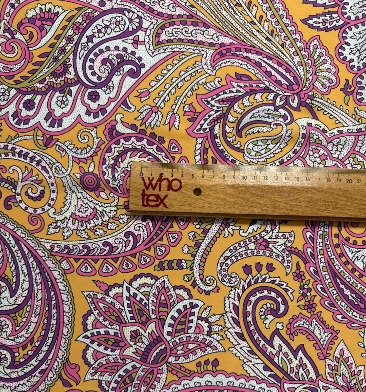 Vibrant Pink & Yellow Paisley Fabric by the Metre