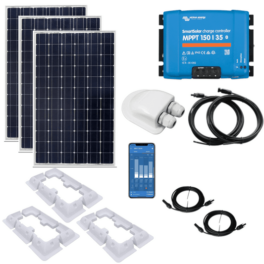 480W Monocrystalline Solar kit with SmartSolar 150/35 MPPT, Mounts, Cables & MC4s