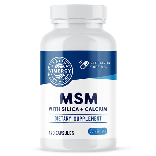 Vimergy MSM with Silica & Calcium Capsules – 120 Servings | Joint, Skin & Bone Support | Vegan & Gluten-Free