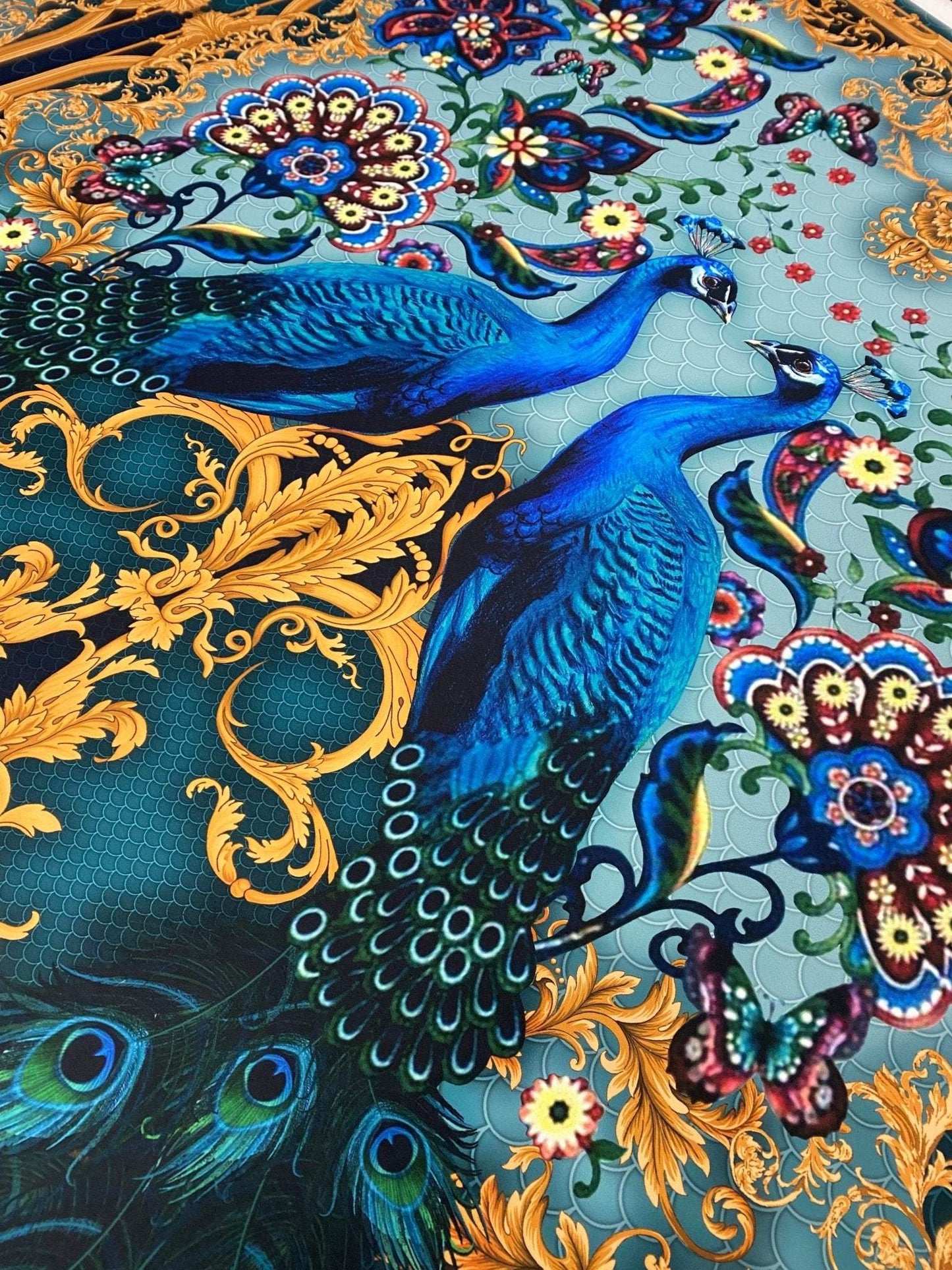 Vintage Peacock Pattern Fabric By Metre