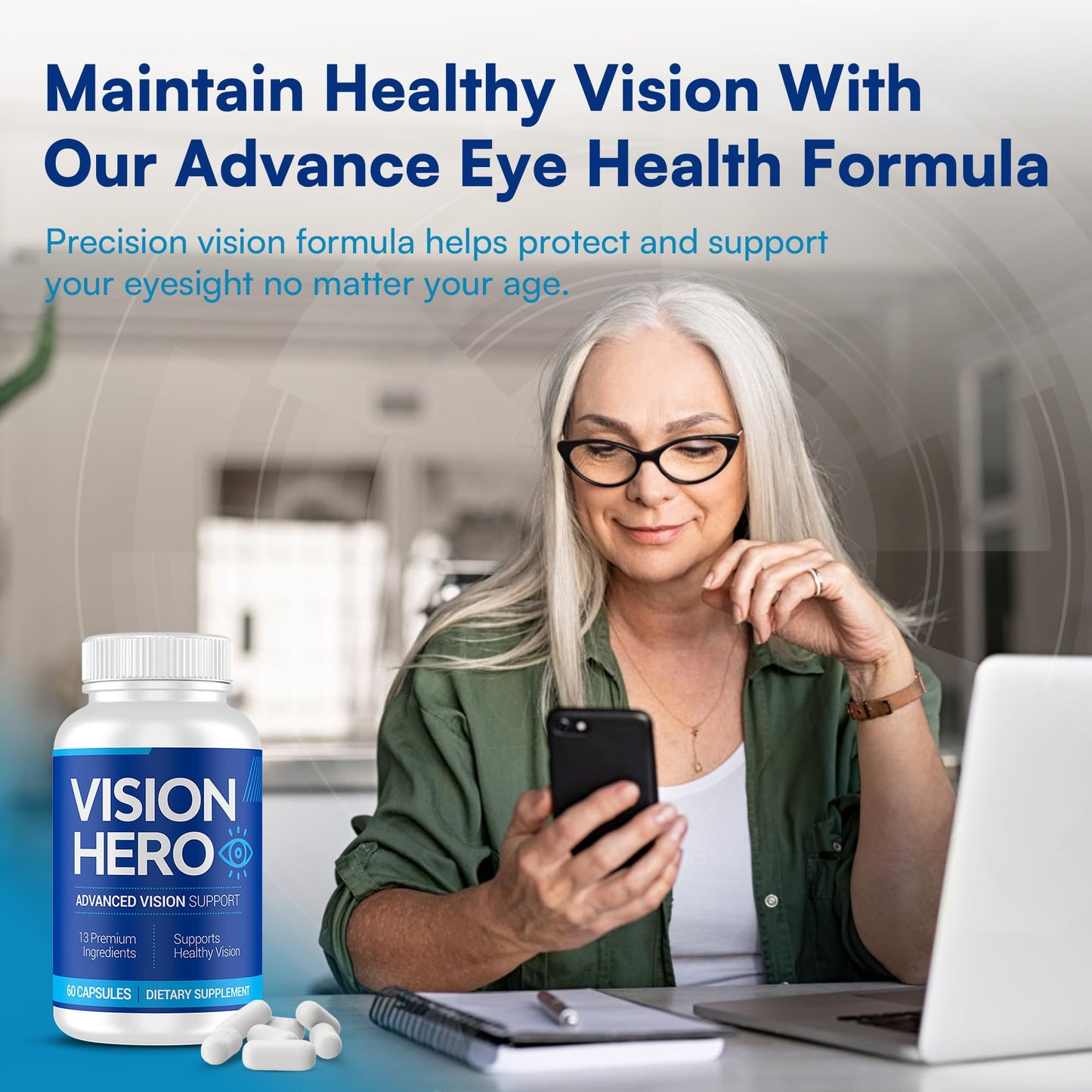 Vision Hero Advanced Vision Support – 60 Capsules Eye Health Supplements (Pack of 4)