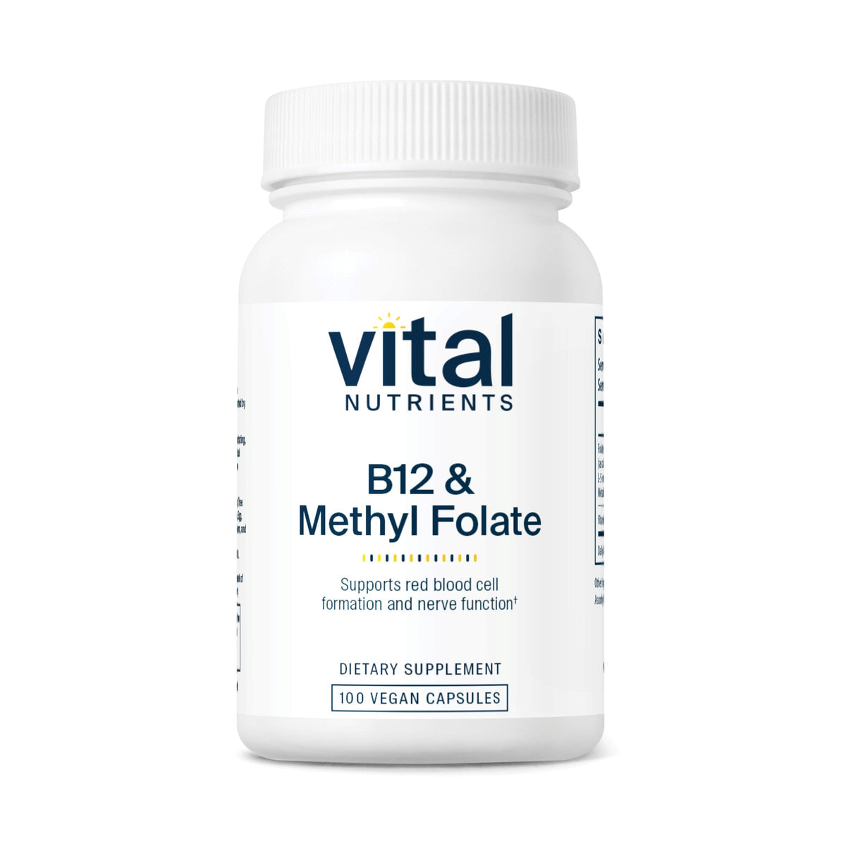 Vital Nutrients B12 & Methyl Folate – Vegan 5-MTHF + B12 | 100 Capsules