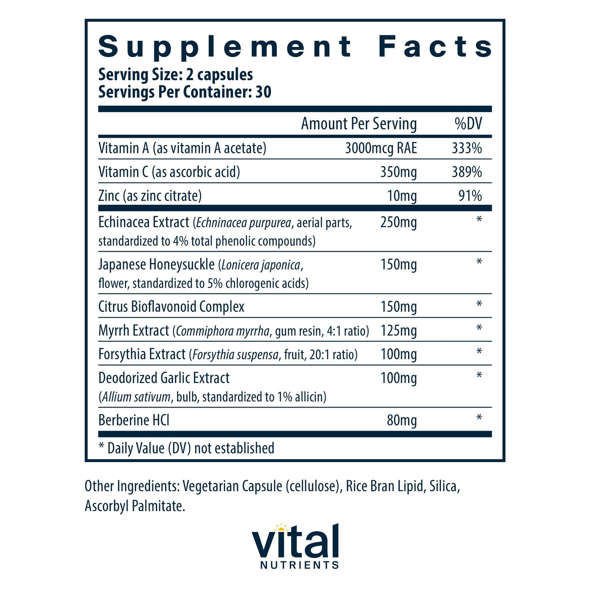 Vital Nutrients Herbal Biotic — Immune Support Supplement | 60 Capsules