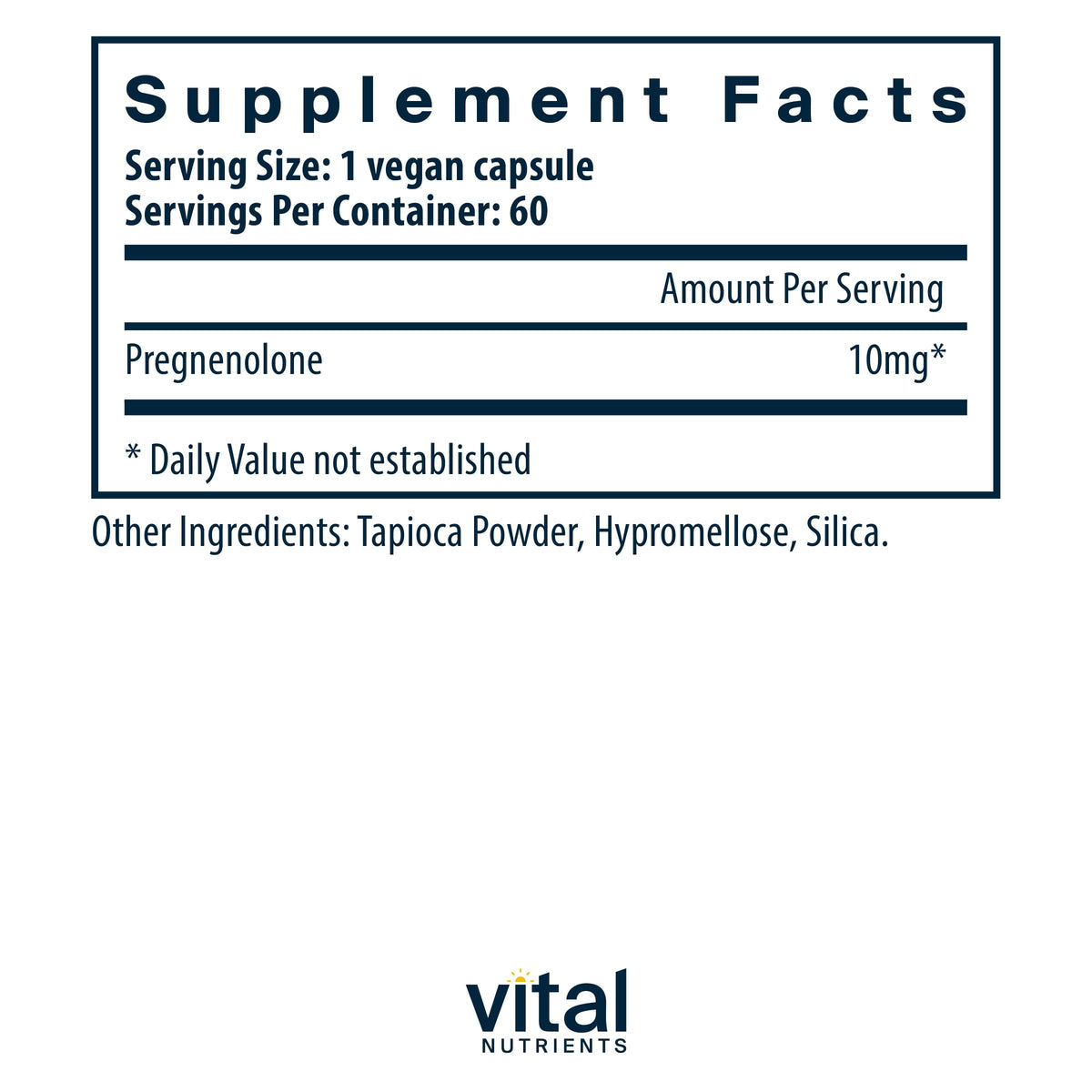 Vital Nutrients Pregnenolone 10 mg – Mood, Memory & Immune Support (60 Veg Caps x2)