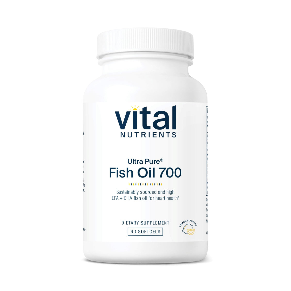 Vital Nutrients Ultra Pure Fish Oil 700 | High EPA & DHA | Lemon | 60 Softgels