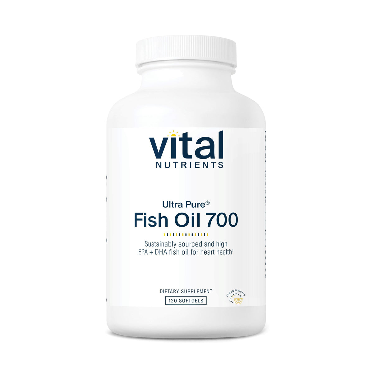 Vital Nutrients Ultra Pure Fish Oil 700 | High EPA & DHA, Lemon Flavor | 120 Softgels
