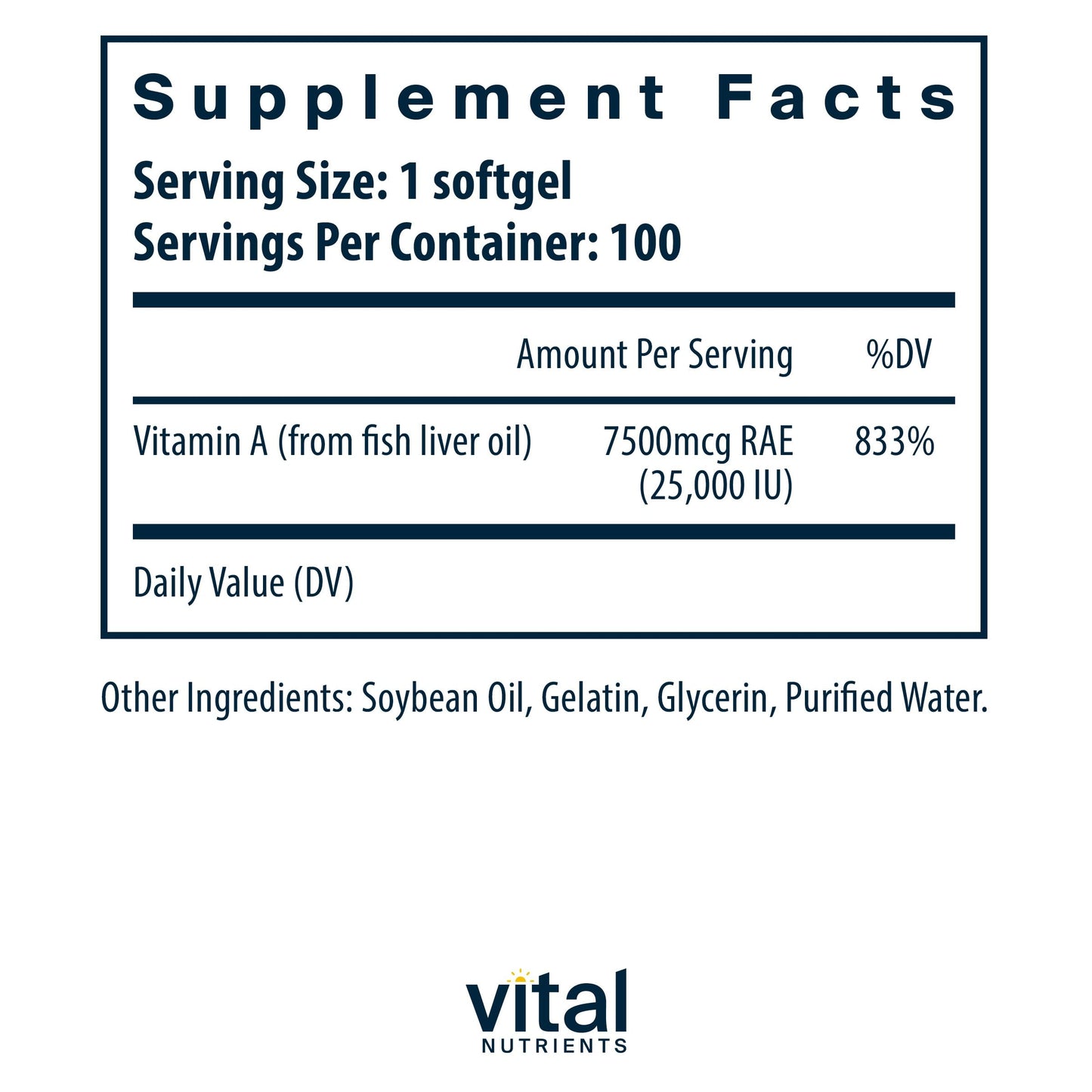 Vital Nutrients Vitamin A 7500mcg RAE – Immune, Vision & Skin Support | Non-GMO | Pack of 2