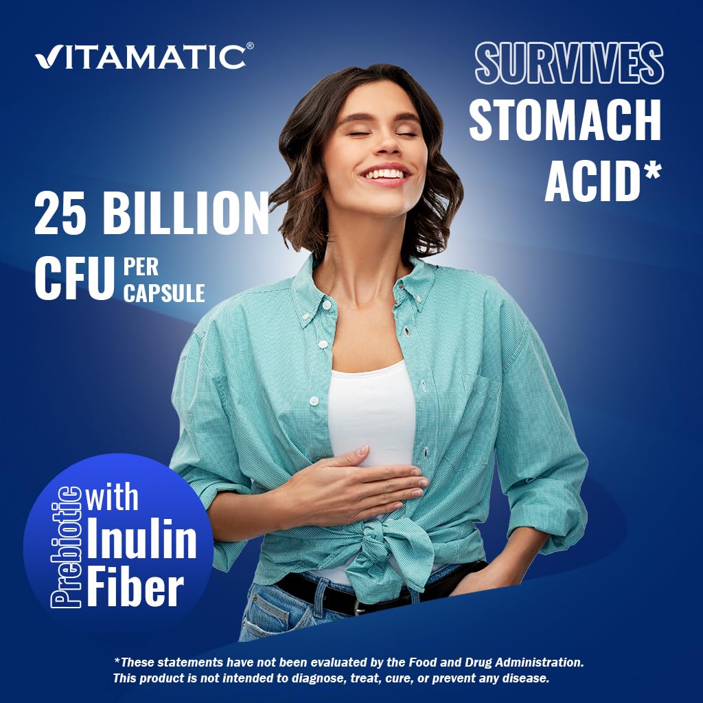 Vitamatic Acidophilus Bifidus 25 Billion DR Capsule – 60 Count | Digestive Support