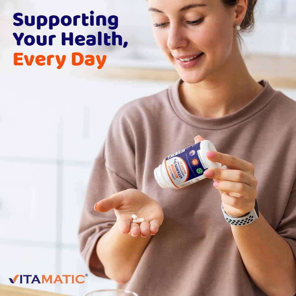 Vitamatic Vitamin D3 50K IU 2-Pack | Weekly Dose, 120 Veggie Capsules