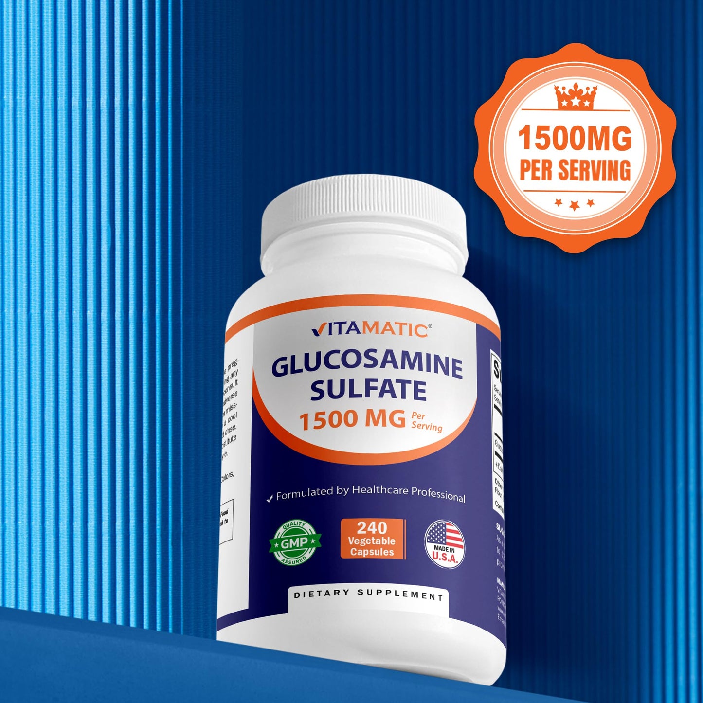 Vitamatic Glucosamine Sulfate 1500mg - 120 Servings, 240 Capsules
