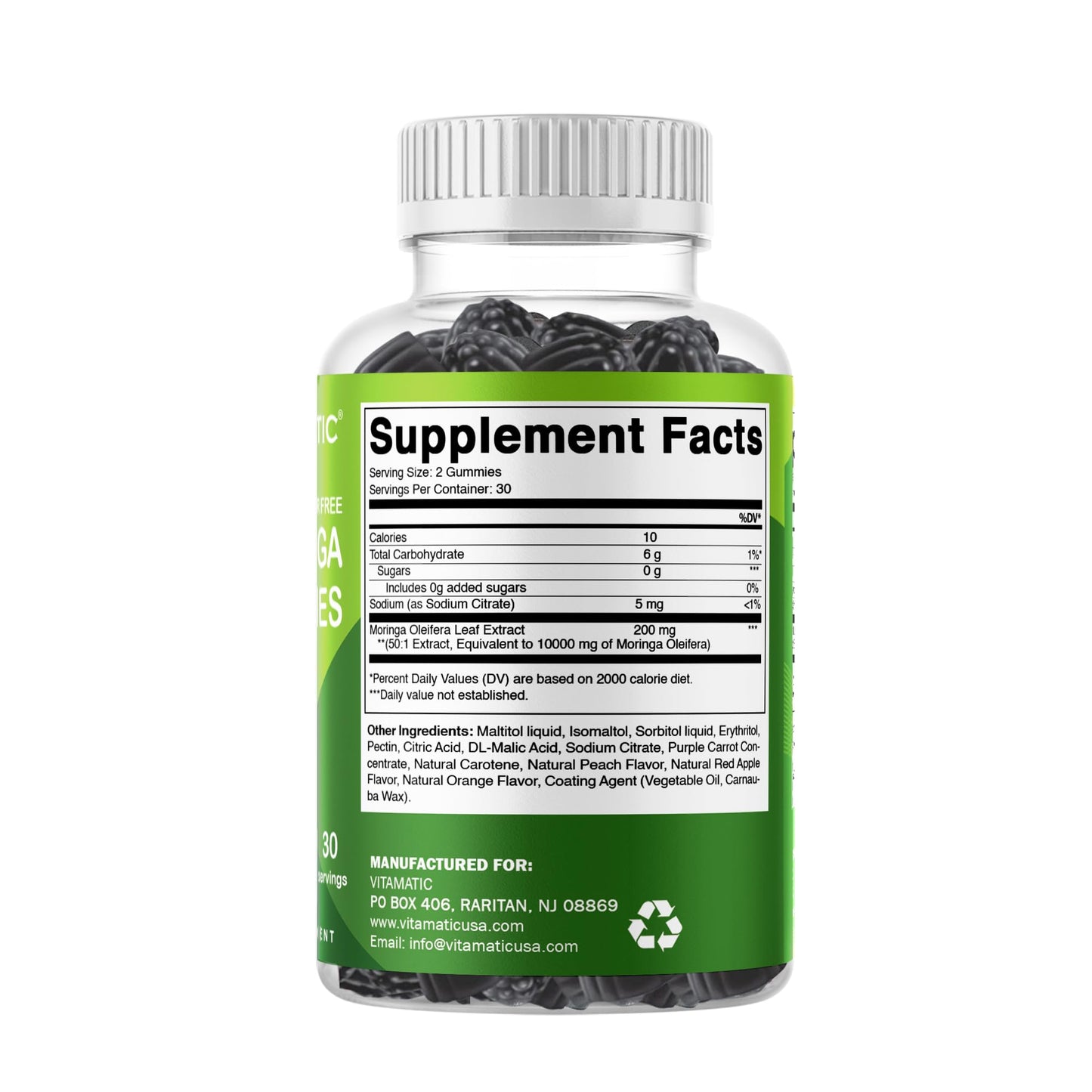 Vitamatic 2 Packs Sugar Free Moringa Gummies – 10,000 mg/Serving, Pectin-Based