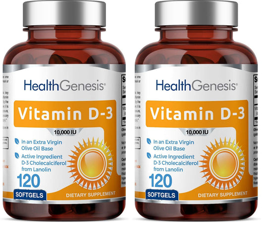 Vitamin D-3 10000 IU 120 Softgels – High-Potency in Extra Virgin Olive Oil (Pack of 2)