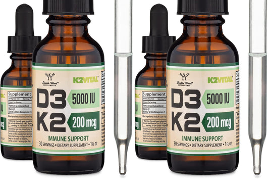 Vitamin D3 K2 5,000 IU Liquid Drops with All-Trans MK-7 (K2Vital) – Double Wood, Pack of 2