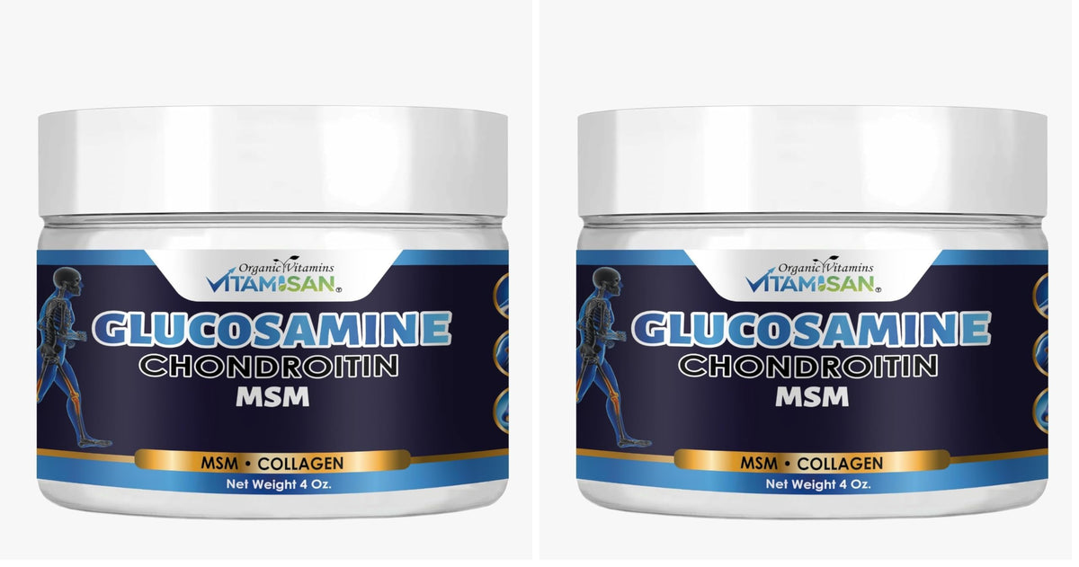 VITAMISAN Premium Organic Glucosamine & Chondroitin Cream (Pack of 2) – MSM, Arnica & Collagen
