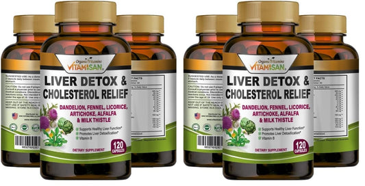 VITAMISAN Liver Cleanse Detox Supplements – Milk Thistle, Dandelion, Artichoke (Pack of 2, 120 Caps Each)