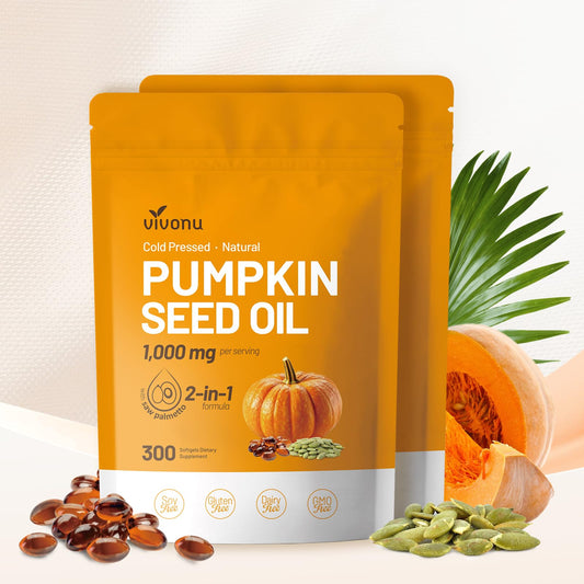 VivoNu Pumpkin Seed Oil with Saw Palmetto – Cold Pressed, 300 Softgels