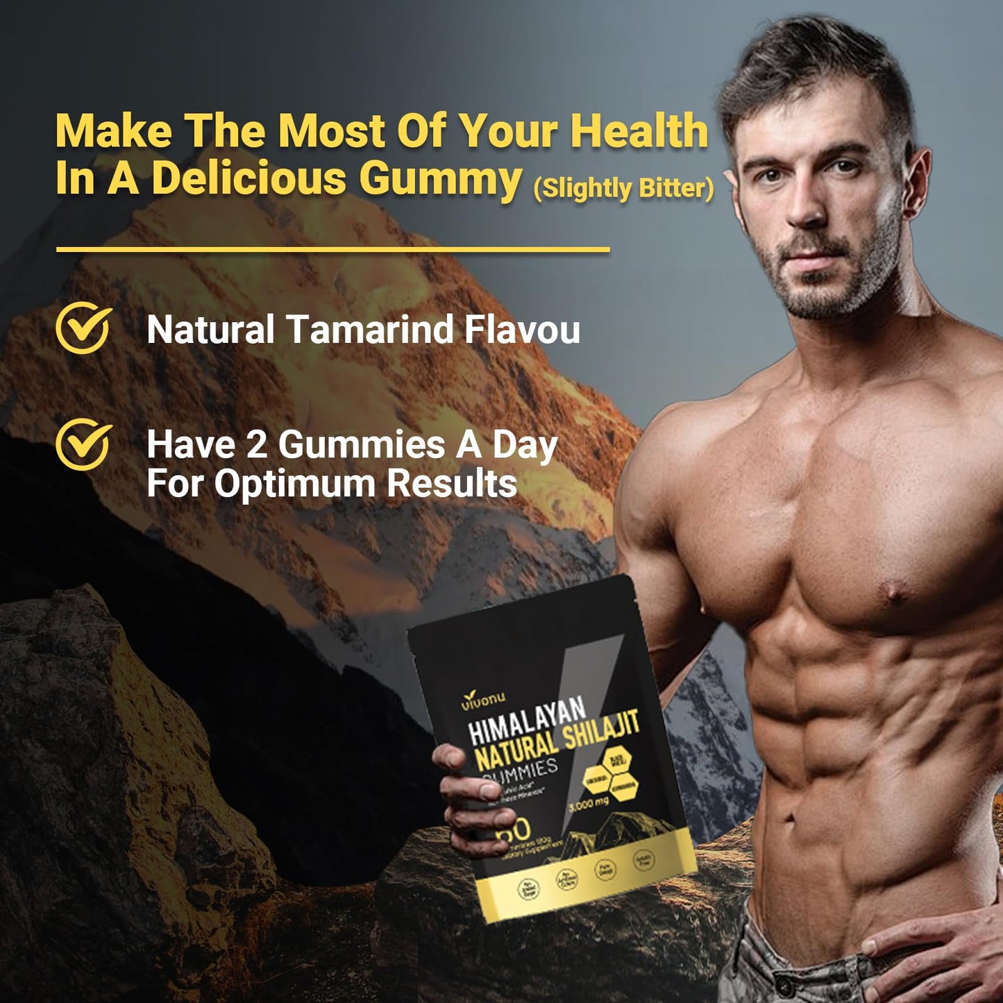 VivoNu Pure Himalayan Shilajit Gummies - 85+ Minerals, Non-GMO