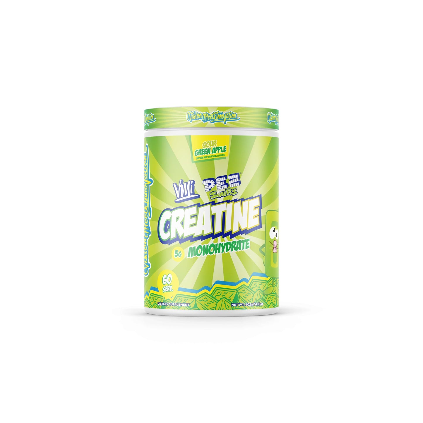 VMI Sports Creatine Monohydrate Powder – 5g Per Serving, 60 Servings, PEZ Sour Green Apple | Muscle Mass, Strength & Power