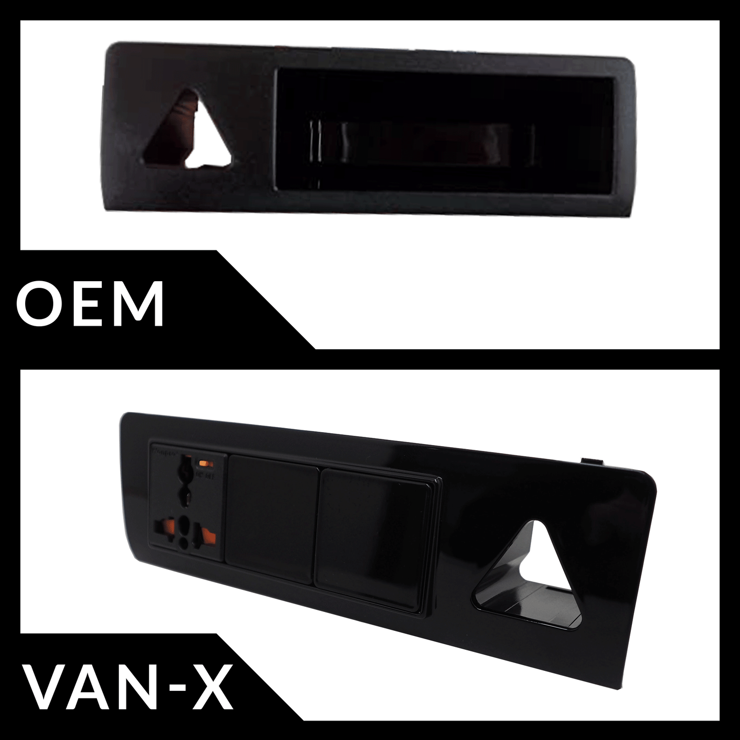 For VW T5 & T5.1 Transporter Gloss Black Hazard Warning Light Switch – Painted & Ready to Fit
