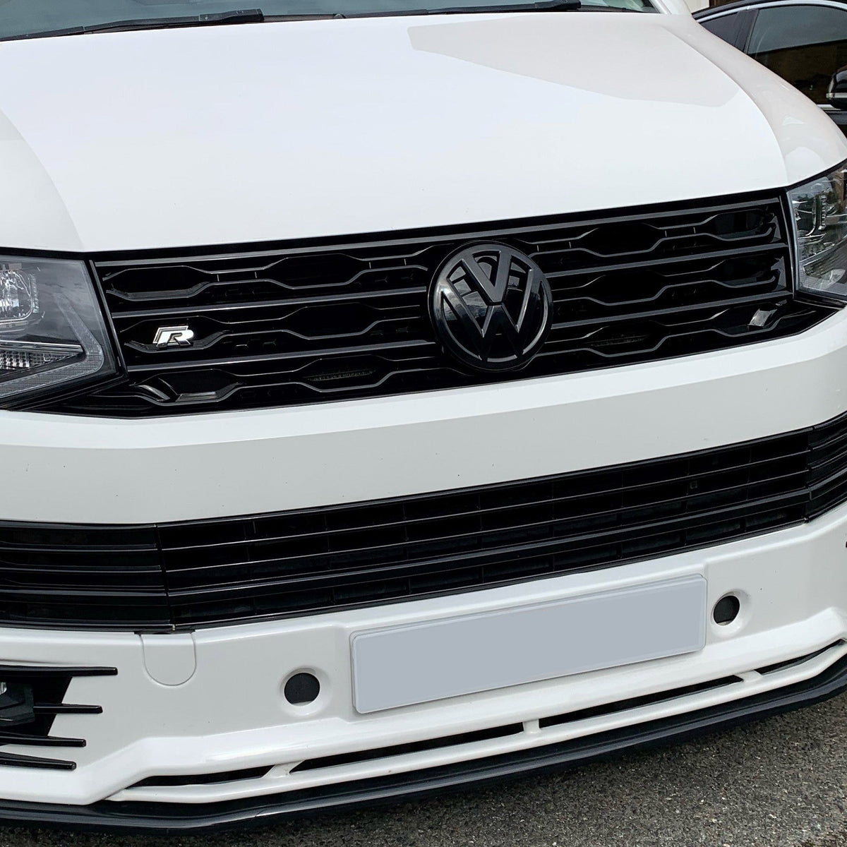 For VW T6 Front R-Line Badgeless Grille Gloss Black Upgrade Styling Kit - Van-X